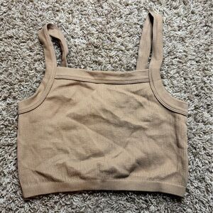 Cotton-On Tan Ribbed Tank Top